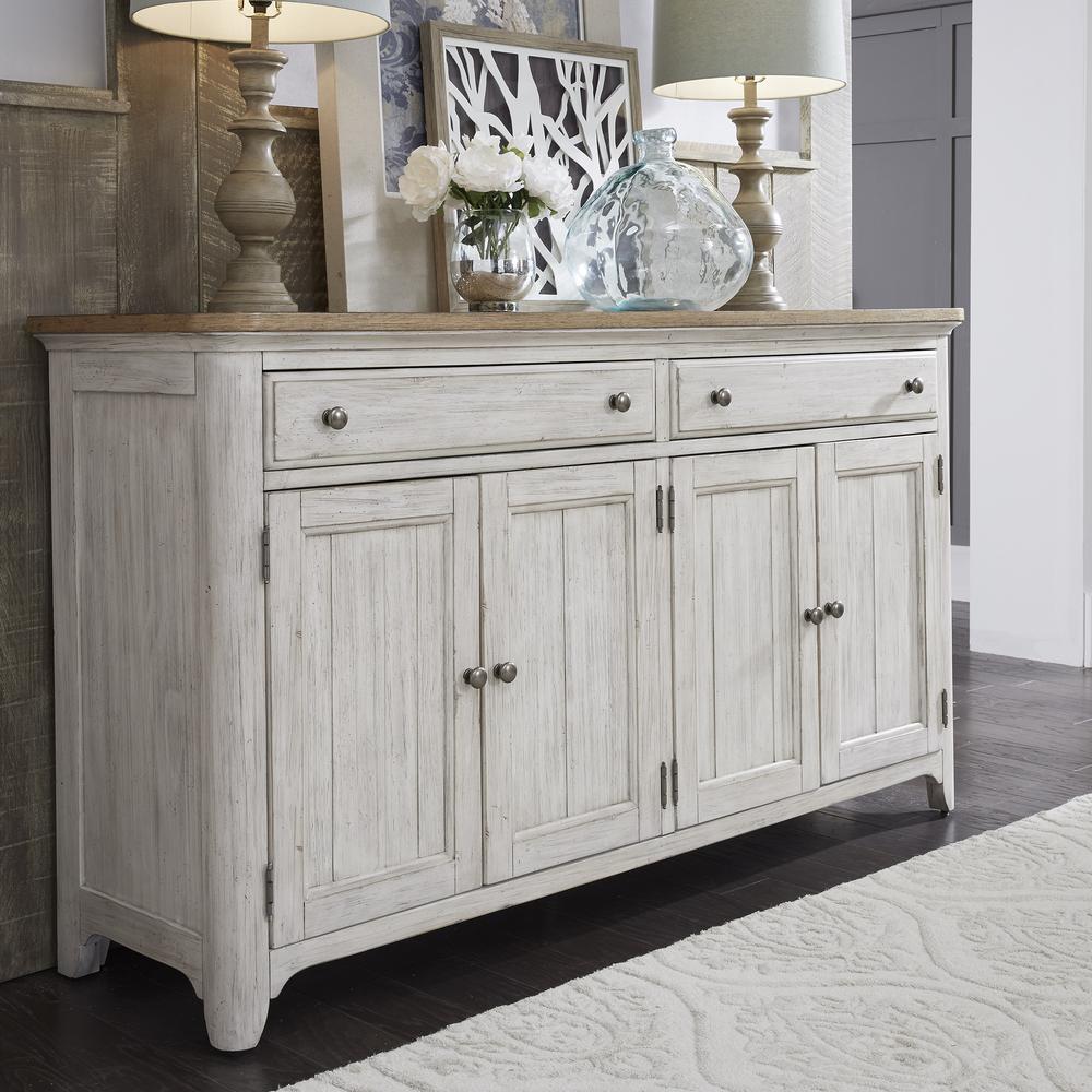 Farmhouse Reimagined Server in Antique White w/ Chestnut Top