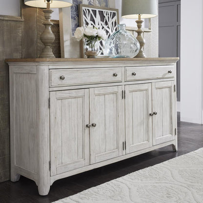 Farmhouse Reimagined Server in Antique White w/ Chestnut Top