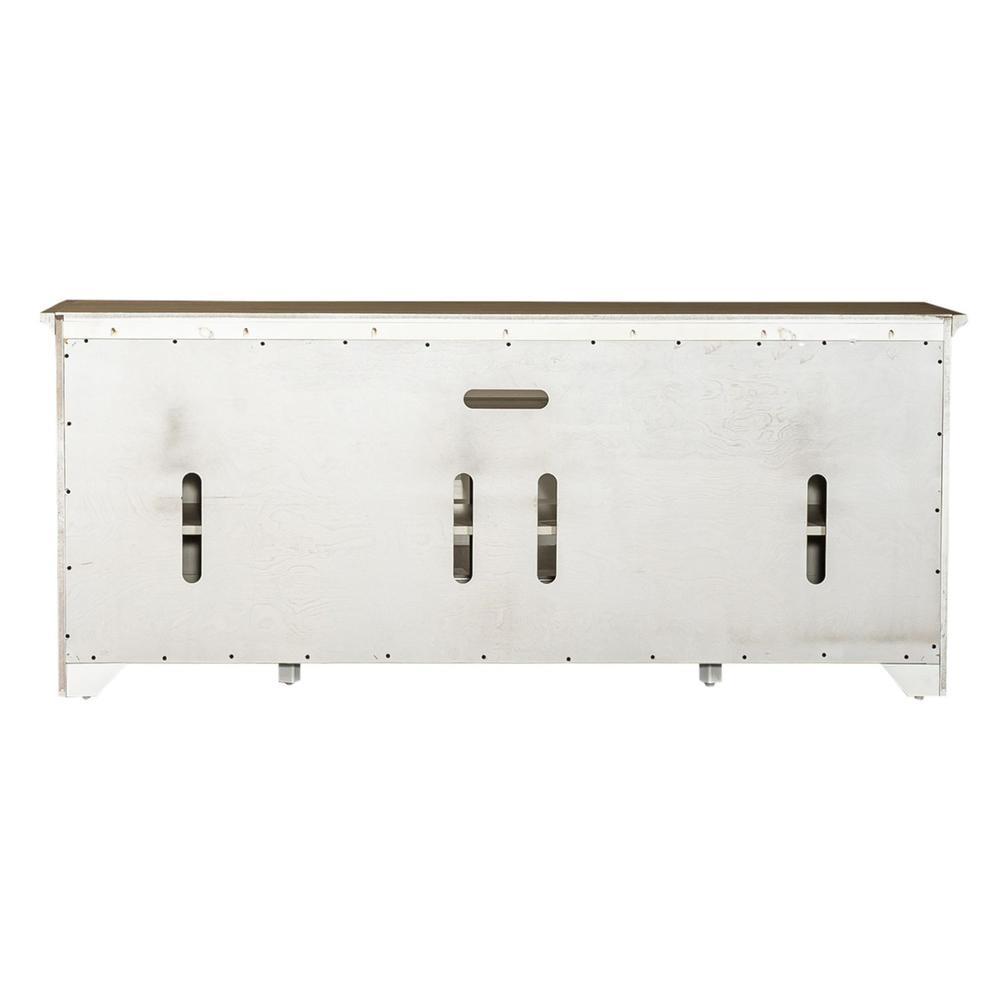 Farmhouse Reimagined Entertainment TV Stand in Antique White w/ Chestnut Top