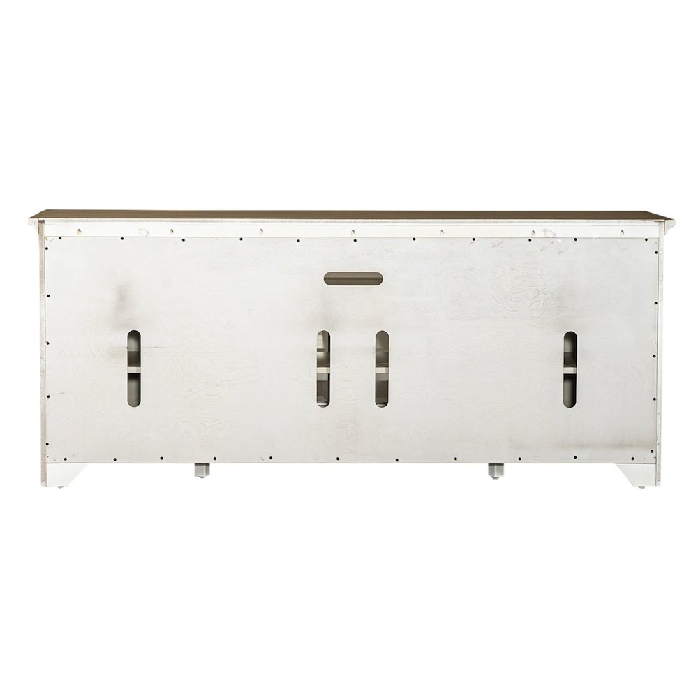 Farmhouse Reimagined Entertainment Center - Antique White with Chestnut Tops