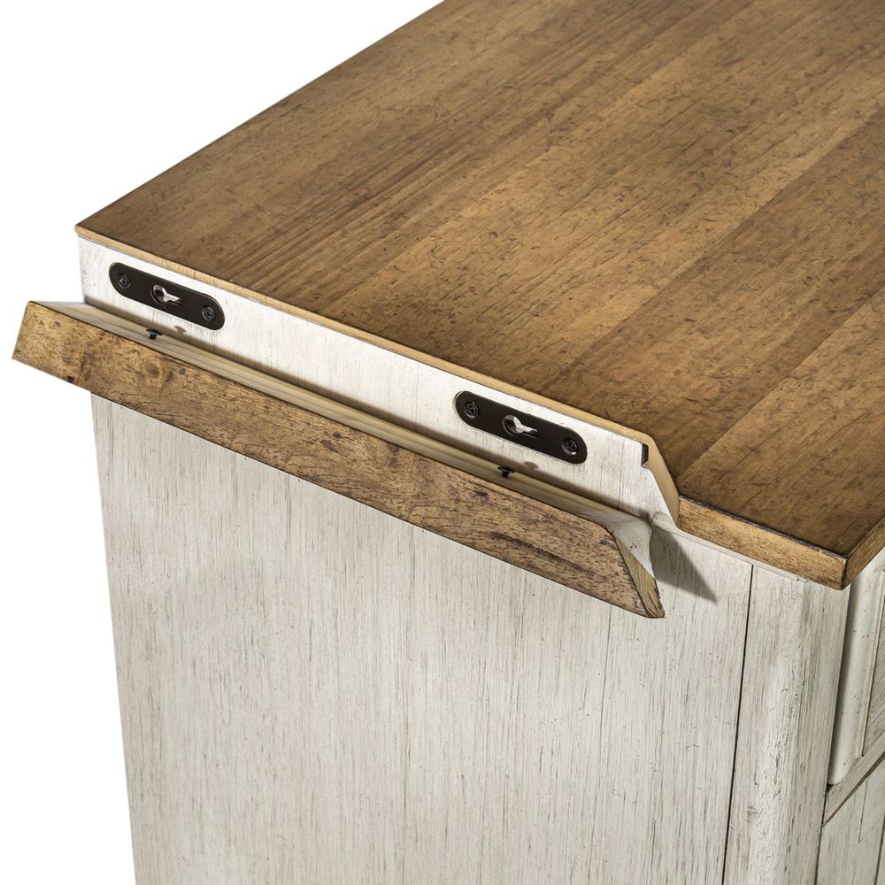 Farmhouse Reimagined Entertainment TV Stand in Antique White w/ Chestnut Top