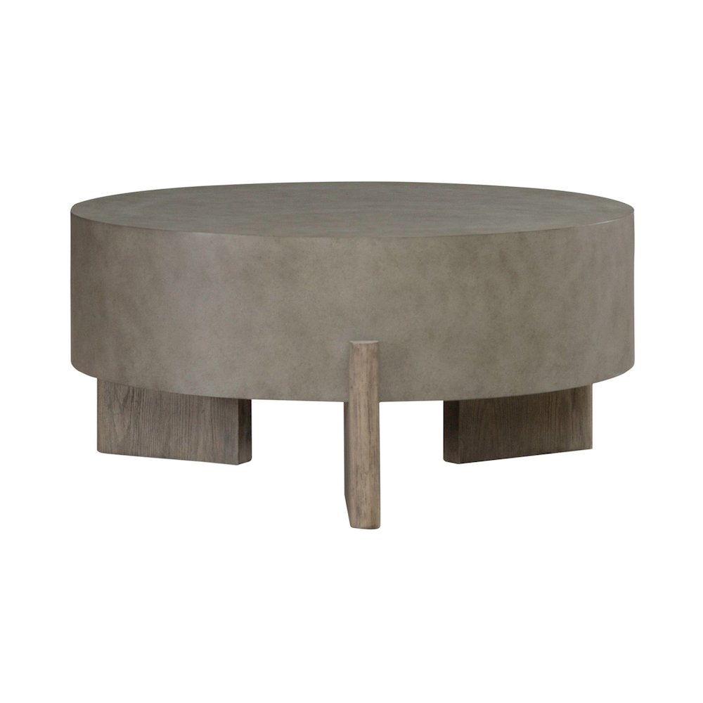Affinity Round Cocktail Table for Living Room - Dusty Taupe Faux Concrete Tops