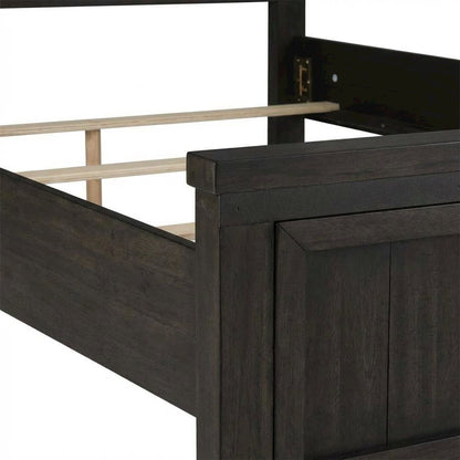 Rock Beaten Brown Headboard with Saw Cuts Rustic Solid and Manufactured Wood