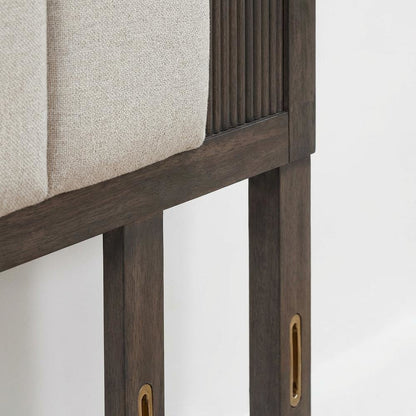 Upholstered Caffe Headboard with Modern Panel Design and Mounting Hardware