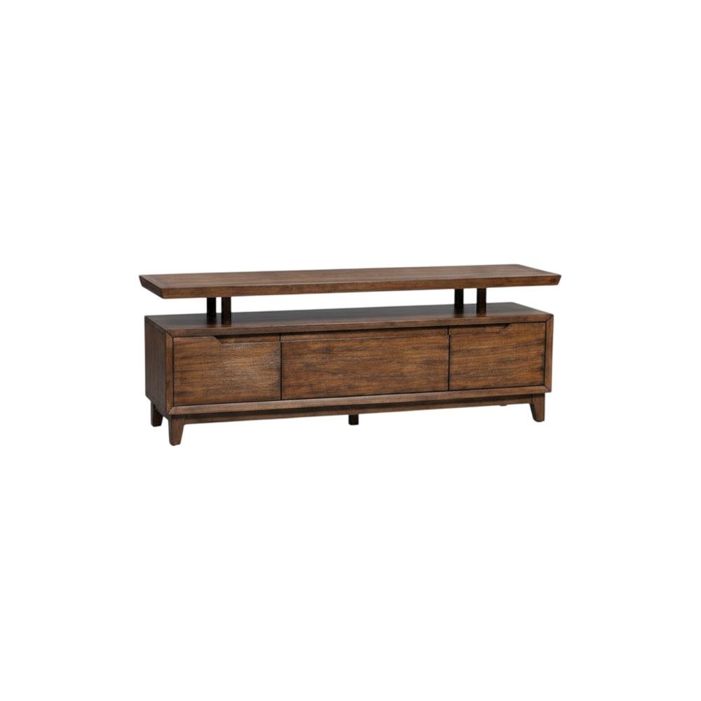Bronze Spice TV Console with Solid and Manufactured Wood, Contemporary Style