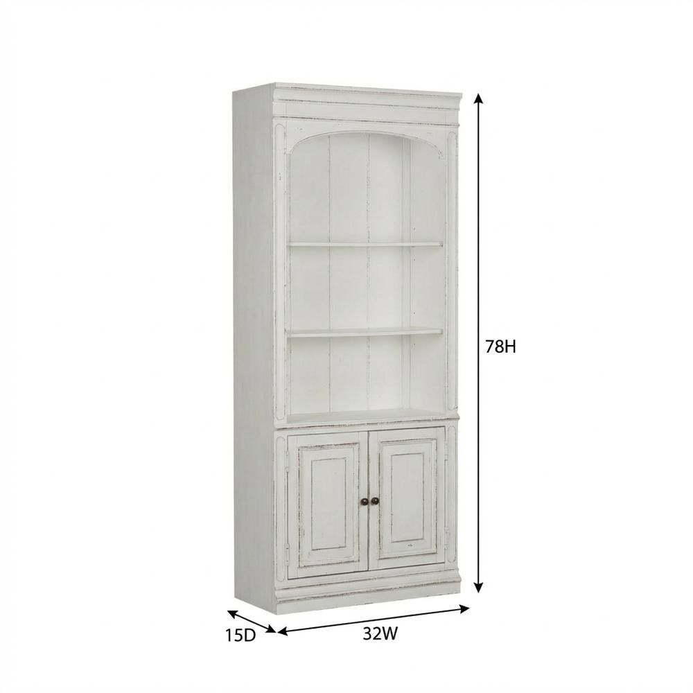 Antique White Bunching Bookcase With Rubberwood And Veneers For Office Storage