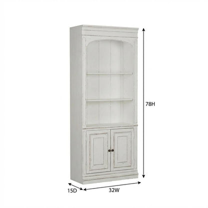 Antique White Bunching Bookcase With Rubberwood And Veneers For Office Storage