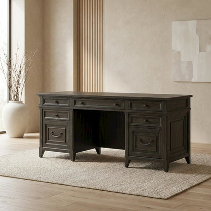 Elegant White Oak Veneer Credenza in Rubberwood Solids for Office Storage