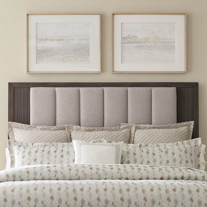 Queen Upholstered Bed, Dresser & Mirror, Night Stand Bedroom Set - Caffe