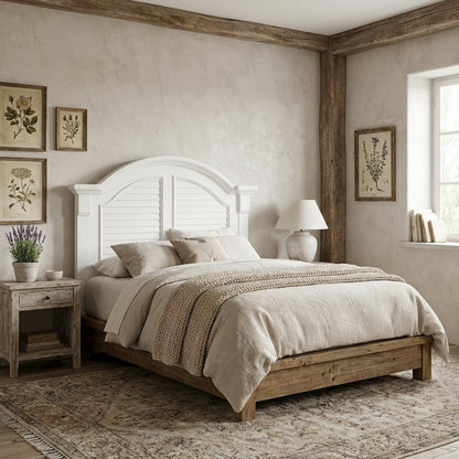 Oyster White Headboard with Solid and Manufactured Wood Frame for Bedroom