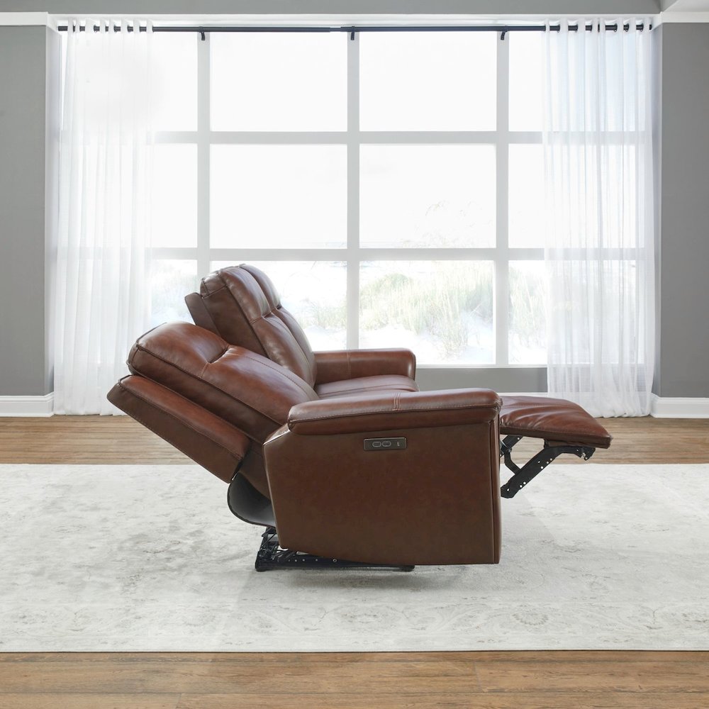 Avery Power Reclining Sofa with USB Charging Ports - Cognac Leather