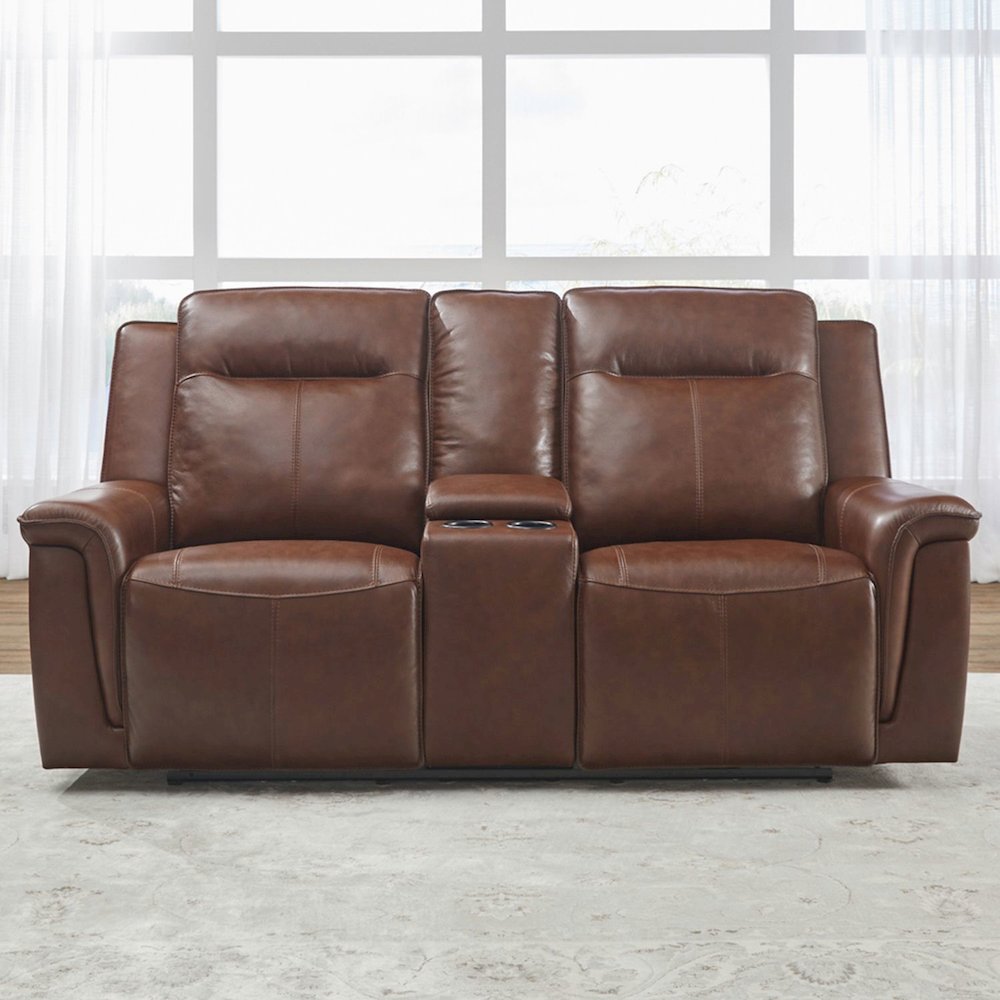 Avery Power Recline Set with Sofa, Loveseat & Recliner - Cognac Leather