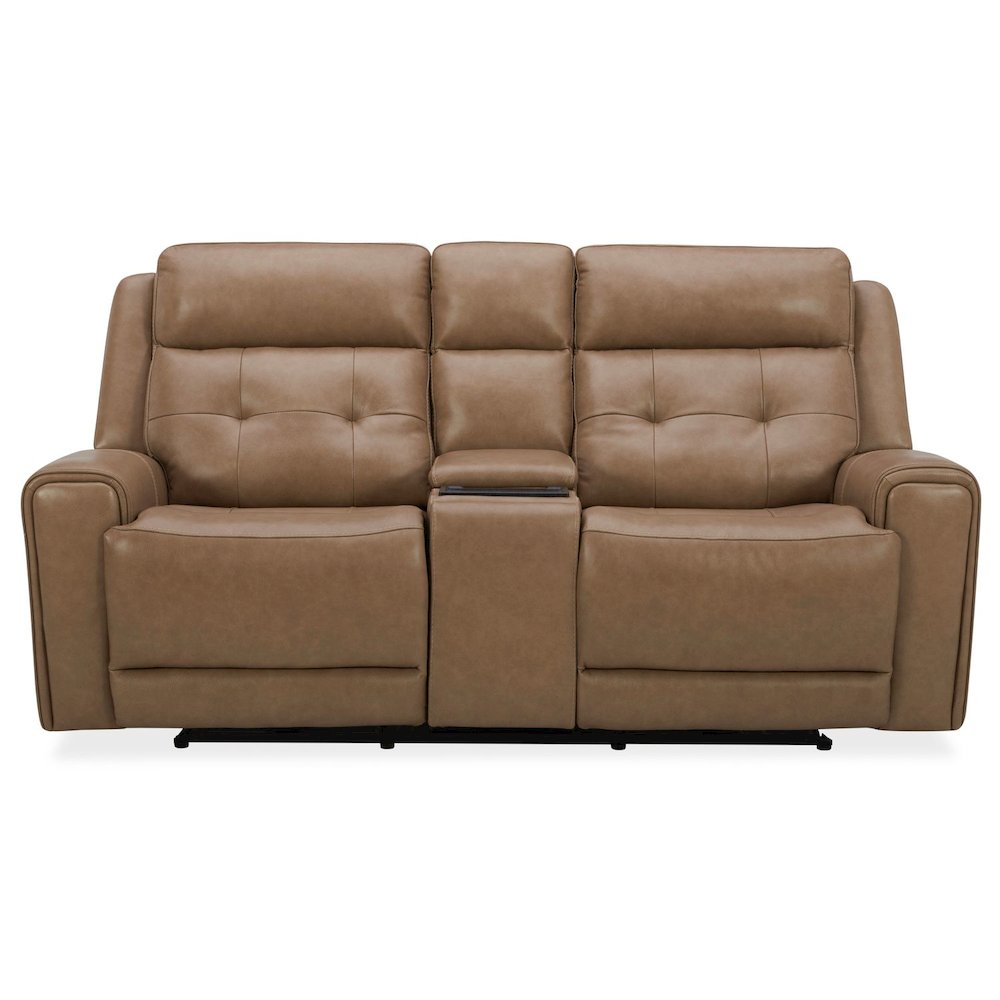 Carrington Power Recline Set with Sofa & Loveseat - York Sand Leather
