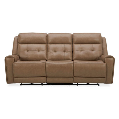 Carrington Power Recline Set with Sofa & Loveseat - York Sand Leather