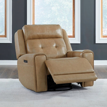 Carrington Power Recline Set with Sofa, Loveseat & Recliner - York Sand Leather
