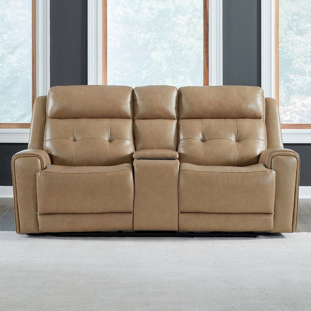Carrington Power Recline Set with Sofa, Loveseat & Recliner - York Sand Leather