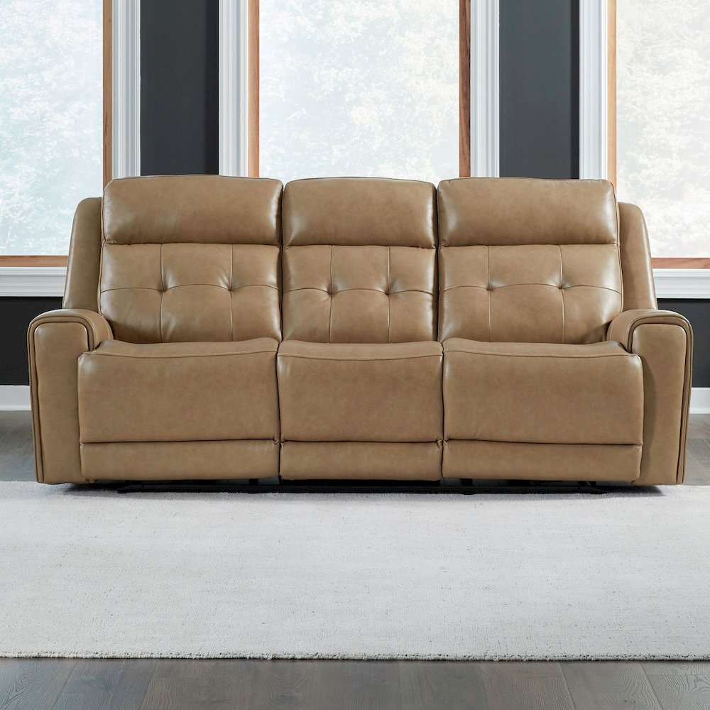 Carrington Power Recline Set with Sofa, Loveseat & Recliner - York Sand Leather