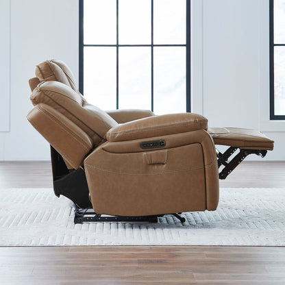 Power Recline Loveseat with Console, Charging Ports - York Butternut Leather