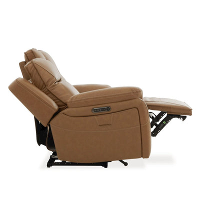Power Recline Loveseat with Console, Charging Ports - York Butternut Leather
