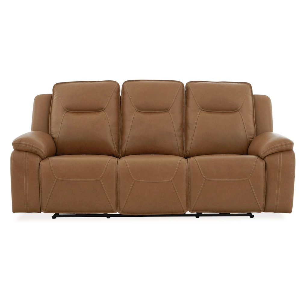 Power Recline Sofa with Charging Ports, Heat and Massage- York Butternut Leather
