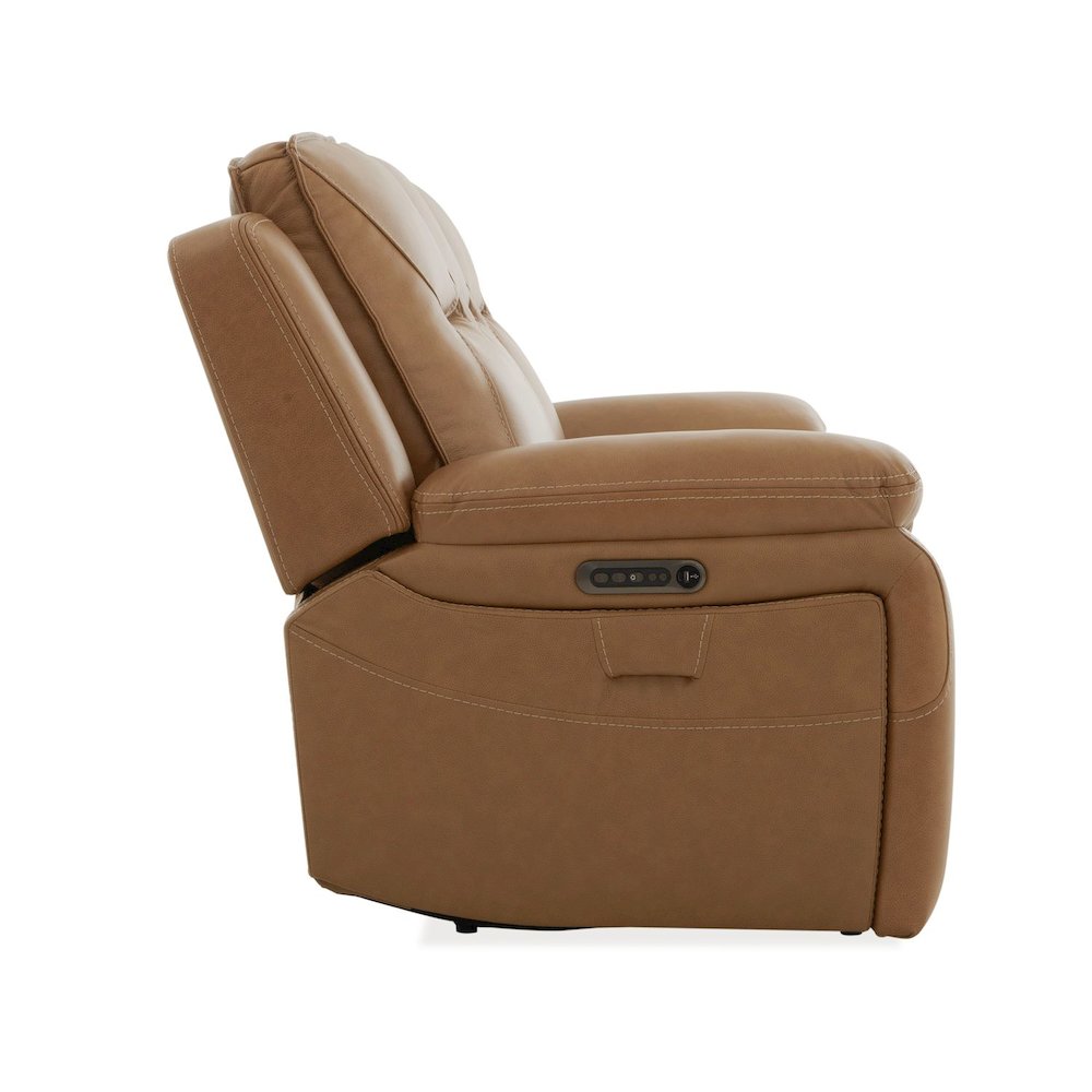 Power Recline Sofa with Charging Ports, Heat and Massage- York Butternut Leather