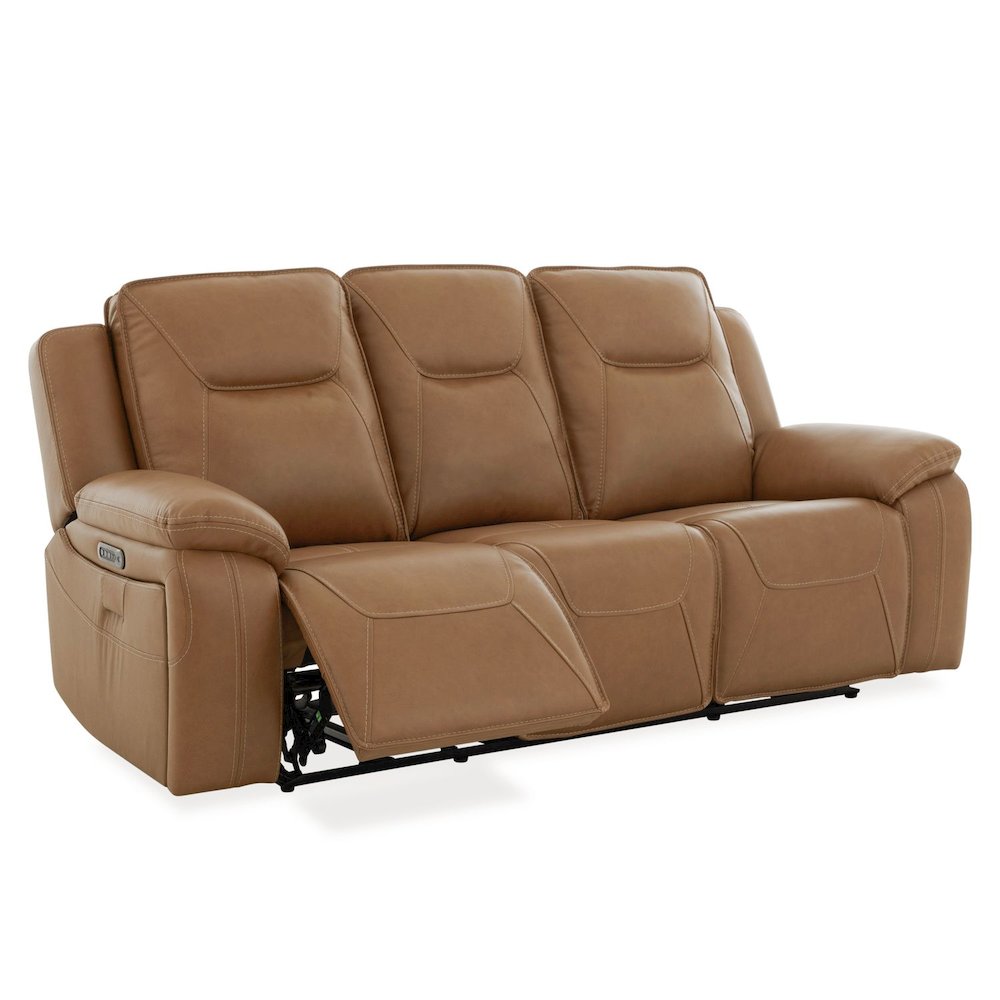 Power Recline Sofa with Charging Ports, Heat and Massage- York Butternut Leather