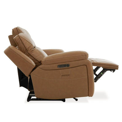 Power Recline Sofa with Charging Ports, Heat and Massage- York Butternut Leather