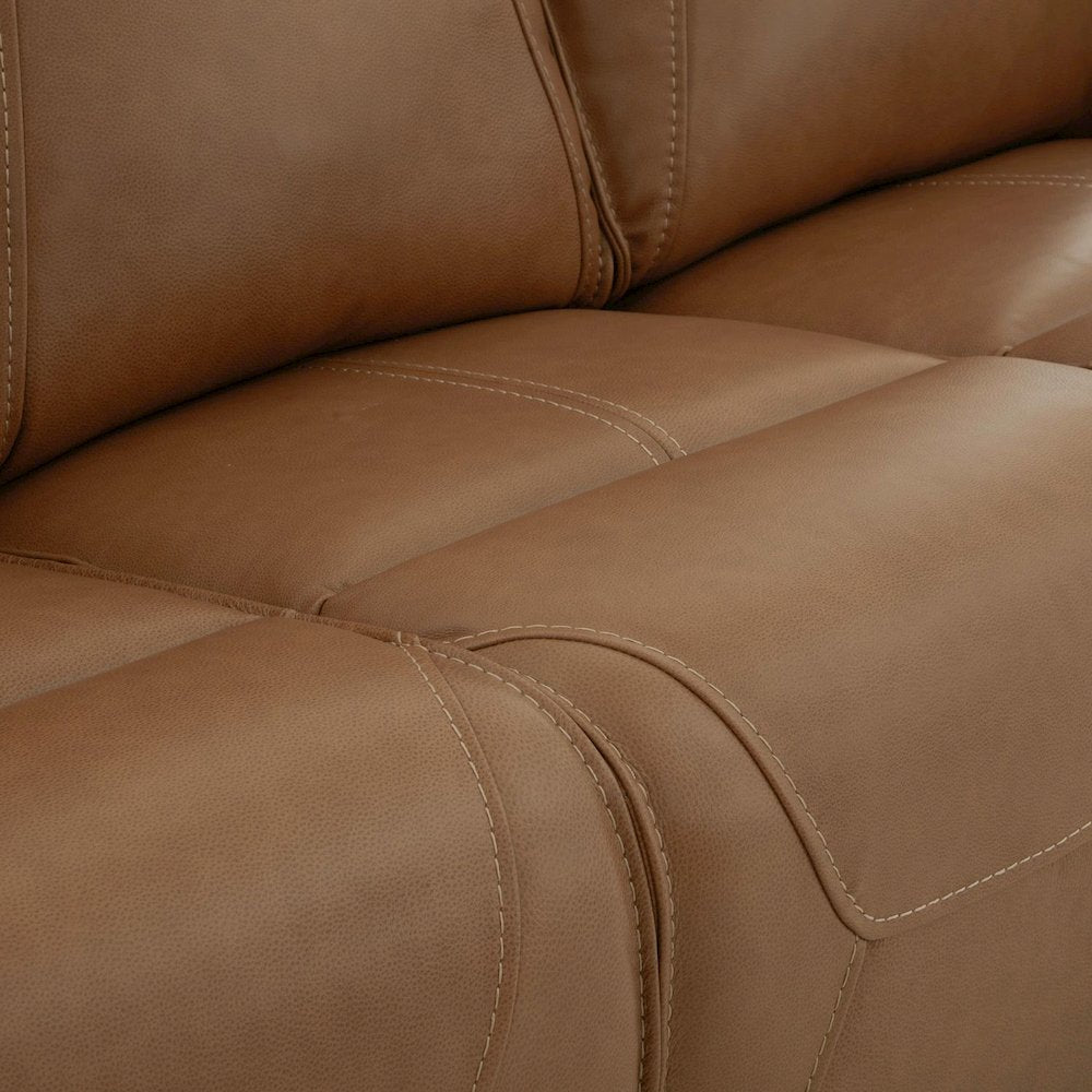 Power Recline Sofa with Charging Ports, Heat and Massage- York Butternut Leather