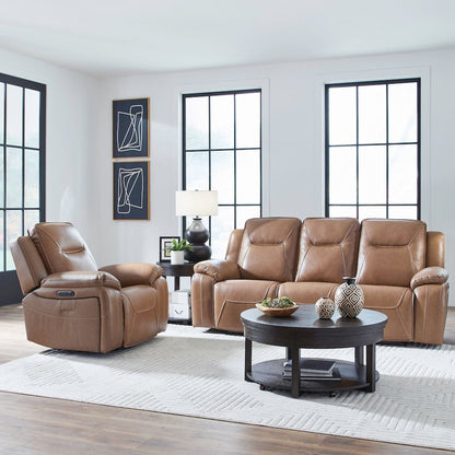 Power Recline Sofa & Recliner with Charging Ports - York Butternut Leather
