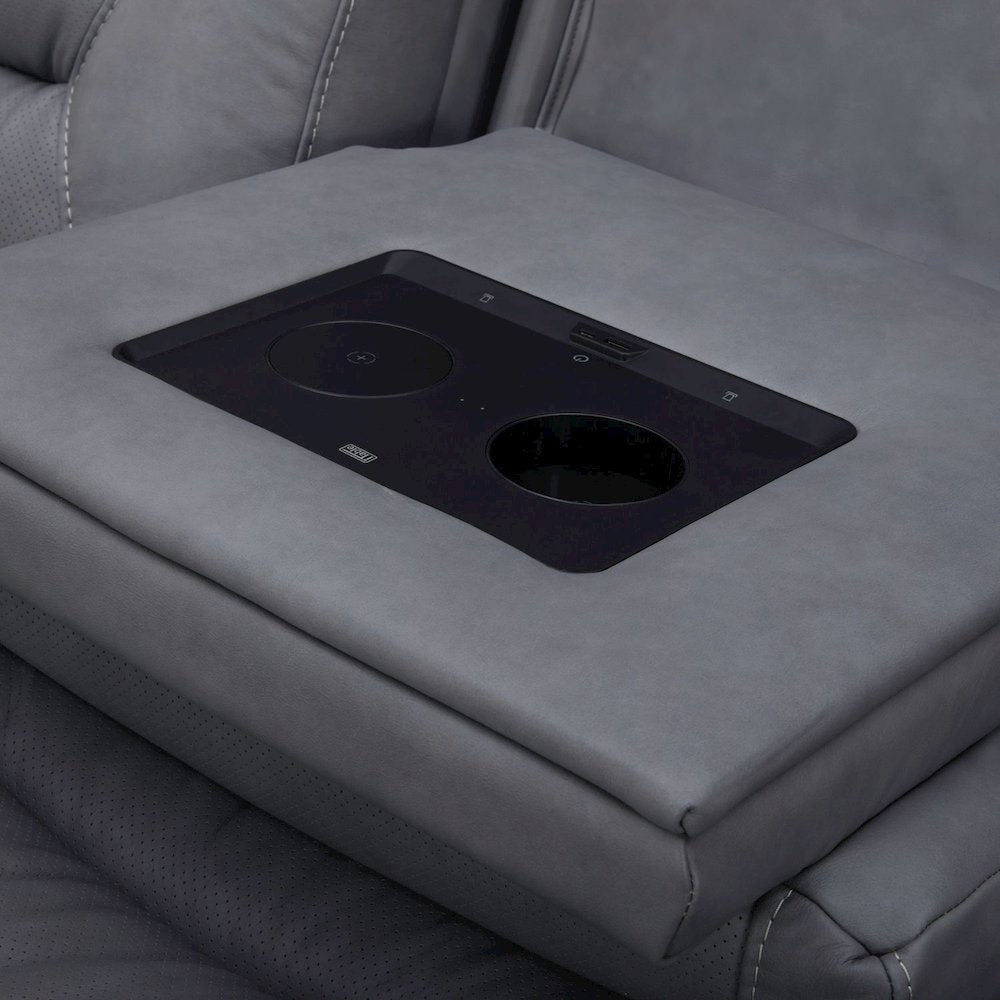 Power Recline Sofa & Recliner with Charging Ports - Aline Blue Gray Leather