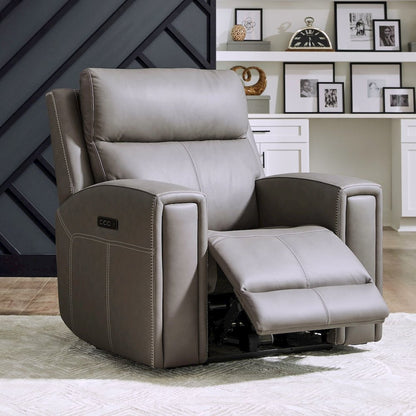 Camden Power Recline Set with Sofa & Recliner - Aline Light Gray Leather