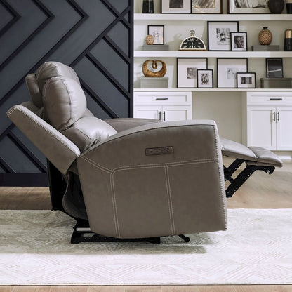 Camden Power Recline Set with Sofa & Recliner - Aline Light Gray Leather