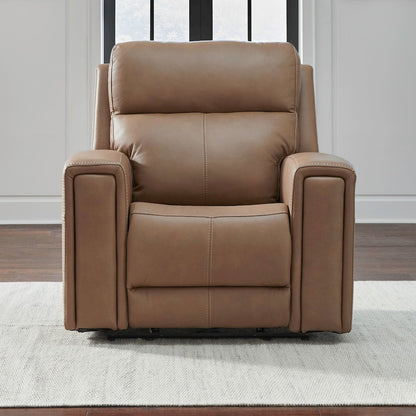 Camden Living Room Zero Wall Power Recline Set - Aline Toast Brown Leather