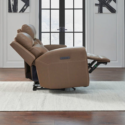 Camden Living Room Zero Wall Power Recline Set - Aline Toast Brown Leather