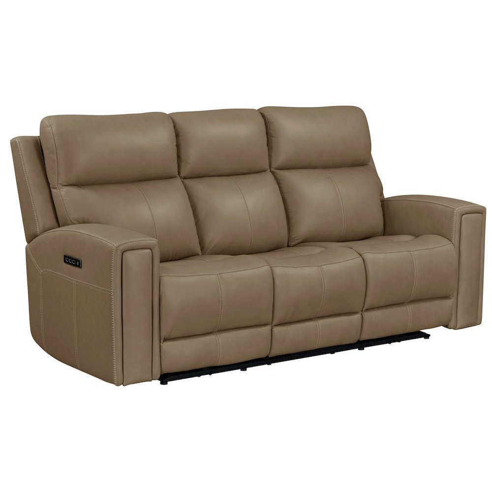 Camden Living Room Zero Wall Power Recline Set - Aline Toast Brown Leather