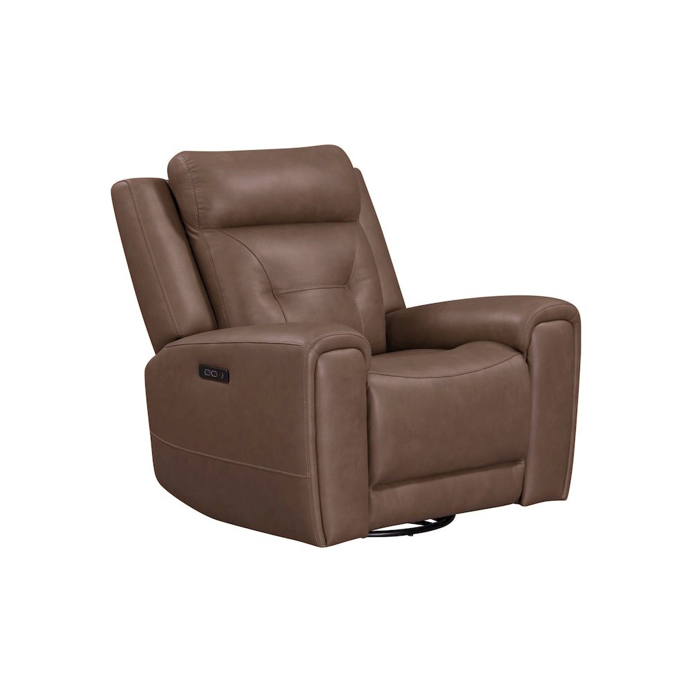 Beckham Dual Power Recliner Living Room Chair- Aline Saddle Brown Leather