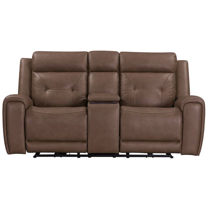 Beckham Power Reclining Loveseat with Console - Aline Saddle Brown Leather