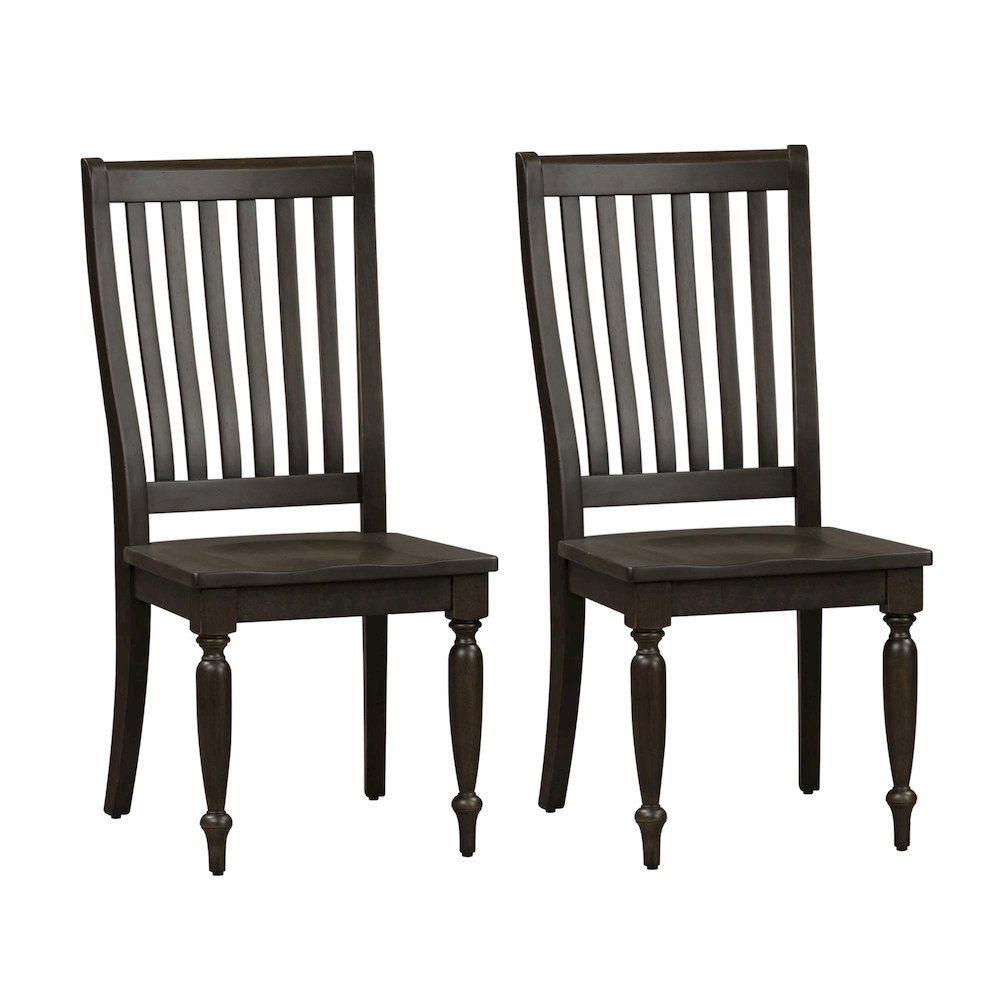 Harvest Home Slat Back Side Chair (RTA)-Set of 2 in Chalkboard