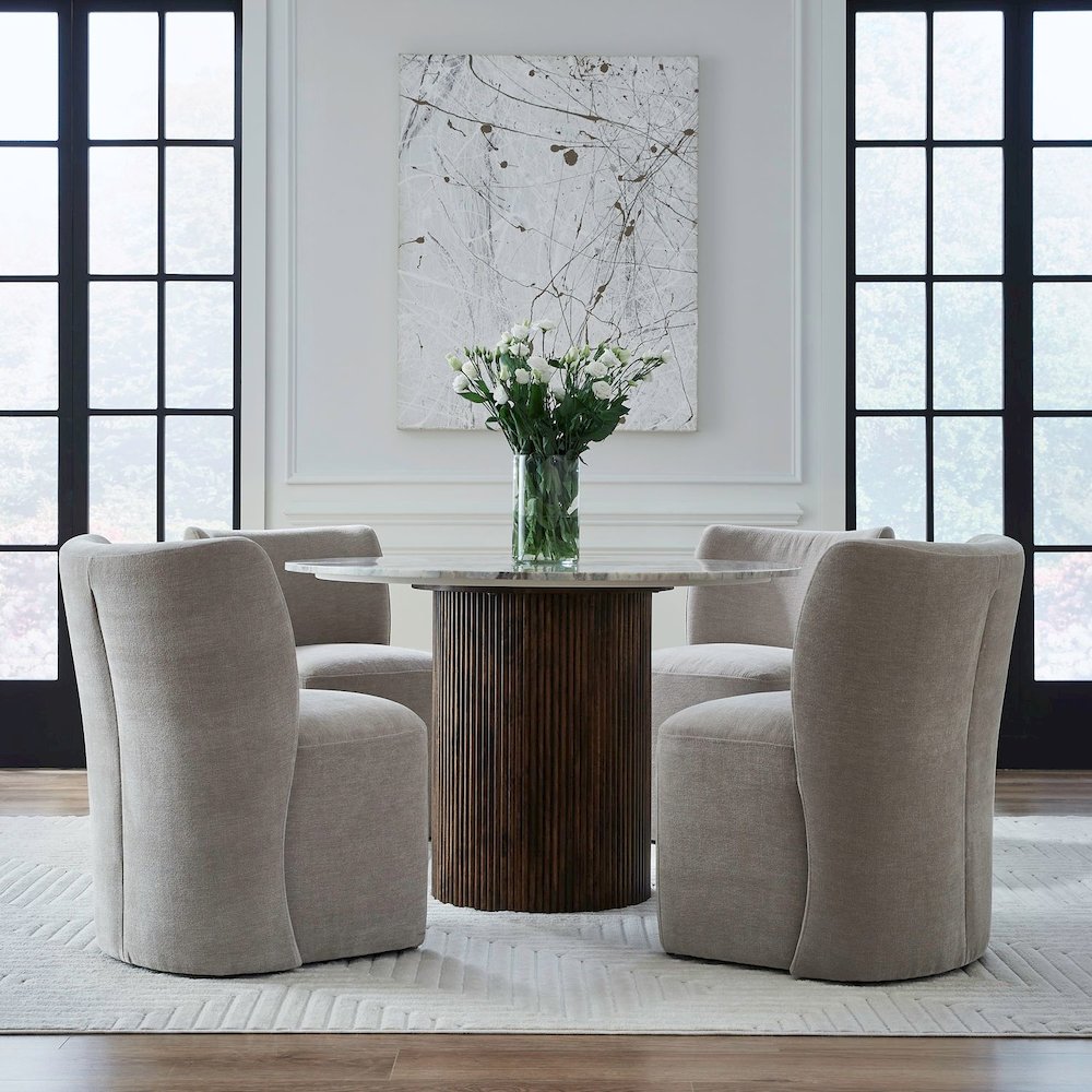 Accent Dining Chair with Castors - Rounded Back - Truffle Upholstry
