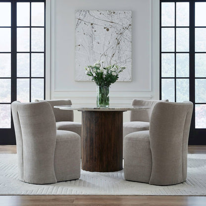 Accent Dining Chair with Castors - Rounded Back - Truffle Upholstry