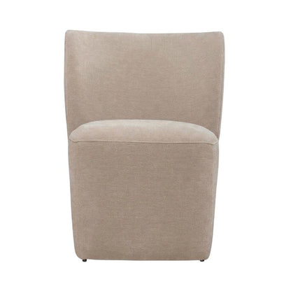Solid Wood Upholstered Accent Dining Chair with Castors, Eclectic Style, Brown