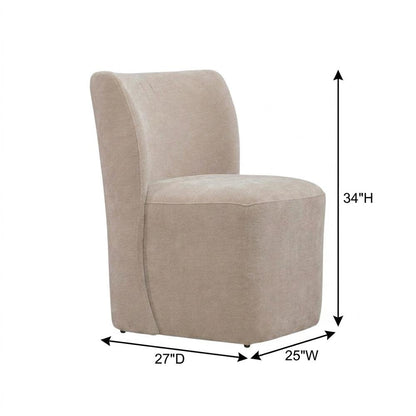 Solid Wood Upholstered Accent Dining Chair with Castors, Eclectic Style, Brown