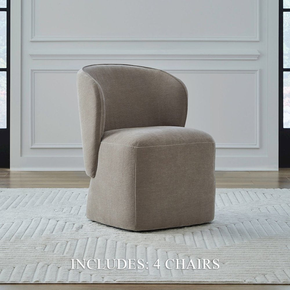 Accent Dining Chairs with Castors - Truffle Upholstry - Set of Four