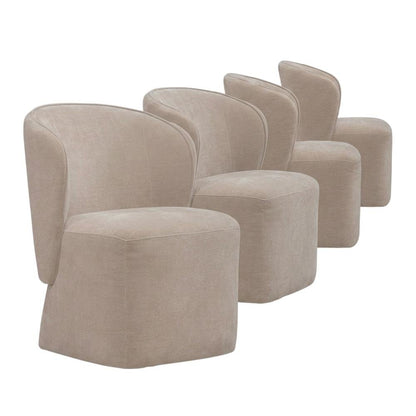 Solid Wood Upholstered Accent Dining Chair with Castors, Eclectic Style, Brown
