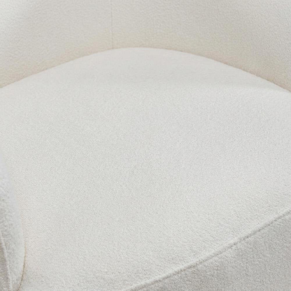 Solid Wood Upholstered Accent Dining Chair with Castors, Eclectic Style, White