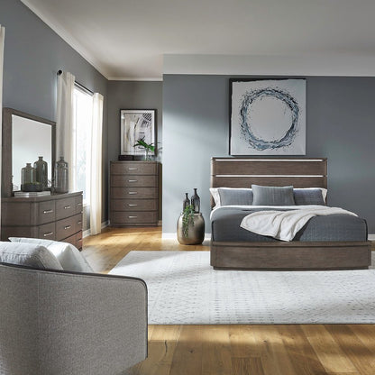 California King Panel Bed LED Touch Light, Dresser & Mirror, Chest