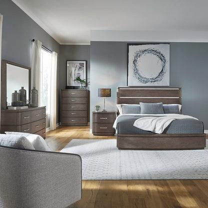 King Panel Bed LED Touch Light, Dresser & Mirror, Chest, Night Stand
