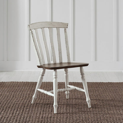 Al Fresco Slat Back Side Chair for Dining Room - Set of 2 -Graphite & Whitestone