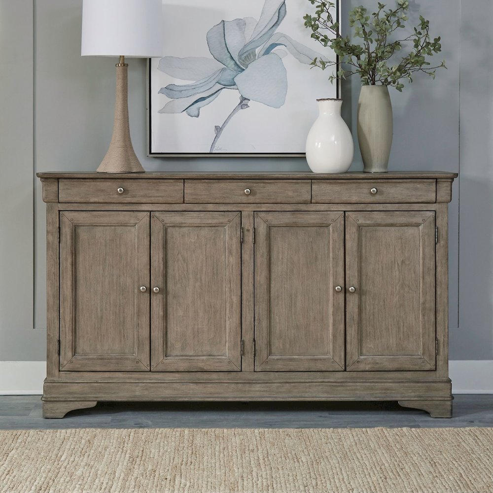 Hall Buffet Dining Living Room Storage - Felt Lined Top Drawers - Sandy Taupe