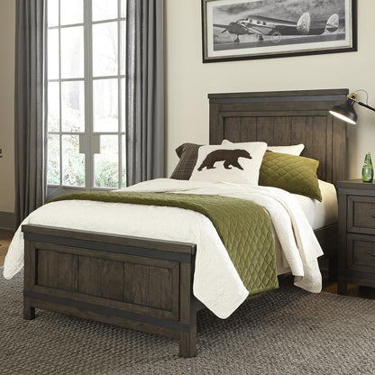 Thornwood Hills Full Panel Headboard in Rock Beaten Brown w/ Saw Cuts
